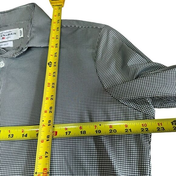 Mizzen + Main Men's Spinnaker Trim Fit Button Shirt Black Gingham Check • XL - Picture 7 of 8